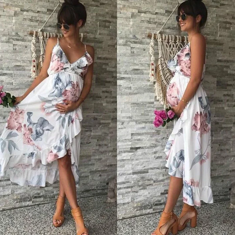 

Flowers Slip Dress Maternity Clothes Pregnancy Floral Dresses Pregnant Women Nursing Breastfeeding Clothings