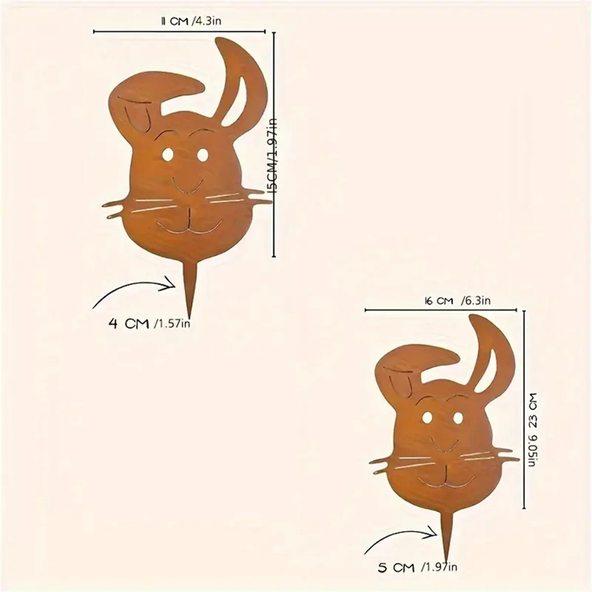 BAAU Handmade Retro Rabbits Ground Plug Outdoor Decoration Rabbits Iron Rusty Craft Outdoor Courtyard Art for Farmhouse Decor