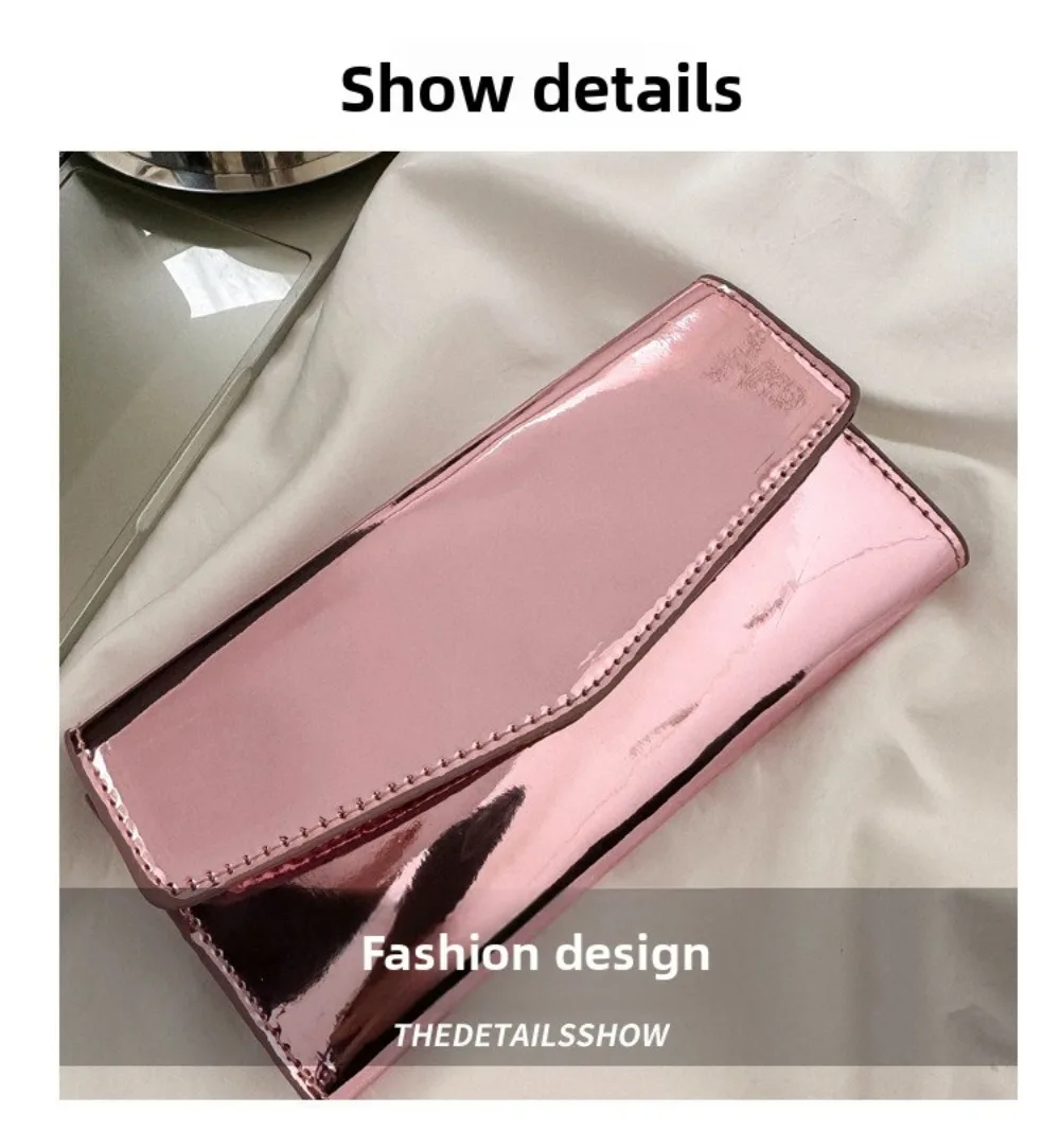 Tragbare PU-Leder Geldbörse mit langem Reißverschluss, Damen-Clutch, leichte Handgelenktasche für Frauen, orientiert auf die weibliche Bedürfnisse. – Detail 4