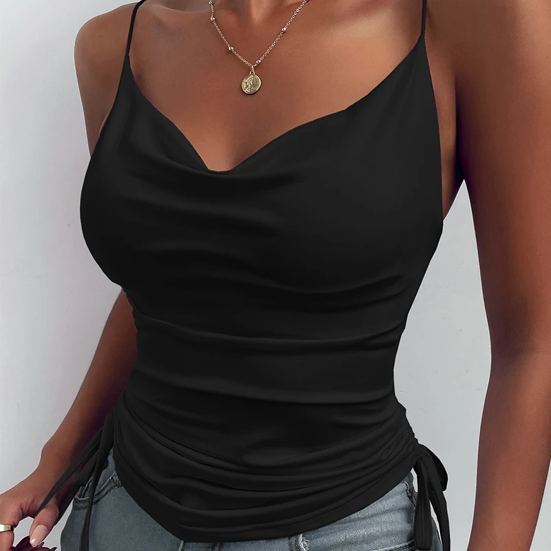 red cami Satin Women Thin Wild Solid Camis Vest Women Tank Tops Female 2021 Summer New Sexy Strap Basic Tops Slim Sleeveless Camisole sexy camisole Tanks & Camis