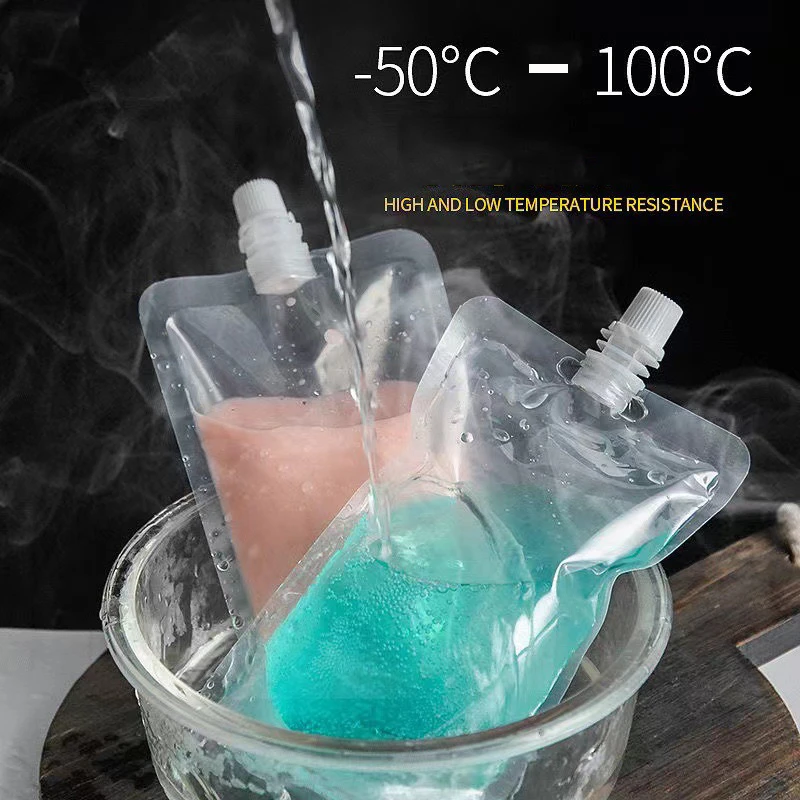 50pcs Clear PE Plastic Drink Bag Suction Pocket Beverage Party Juice Bag Environmental Protection Transparent Milk Liquid Bags 5