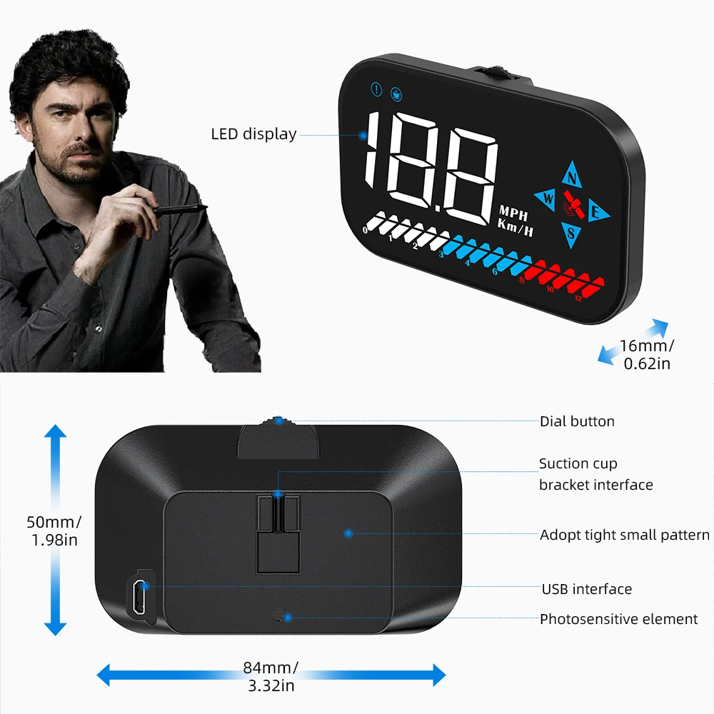 WY GM7 GPS HUD  ӵ ÷  ÷,    Ʈ, KMH MPH ϸ,  Ÿ,    ÷