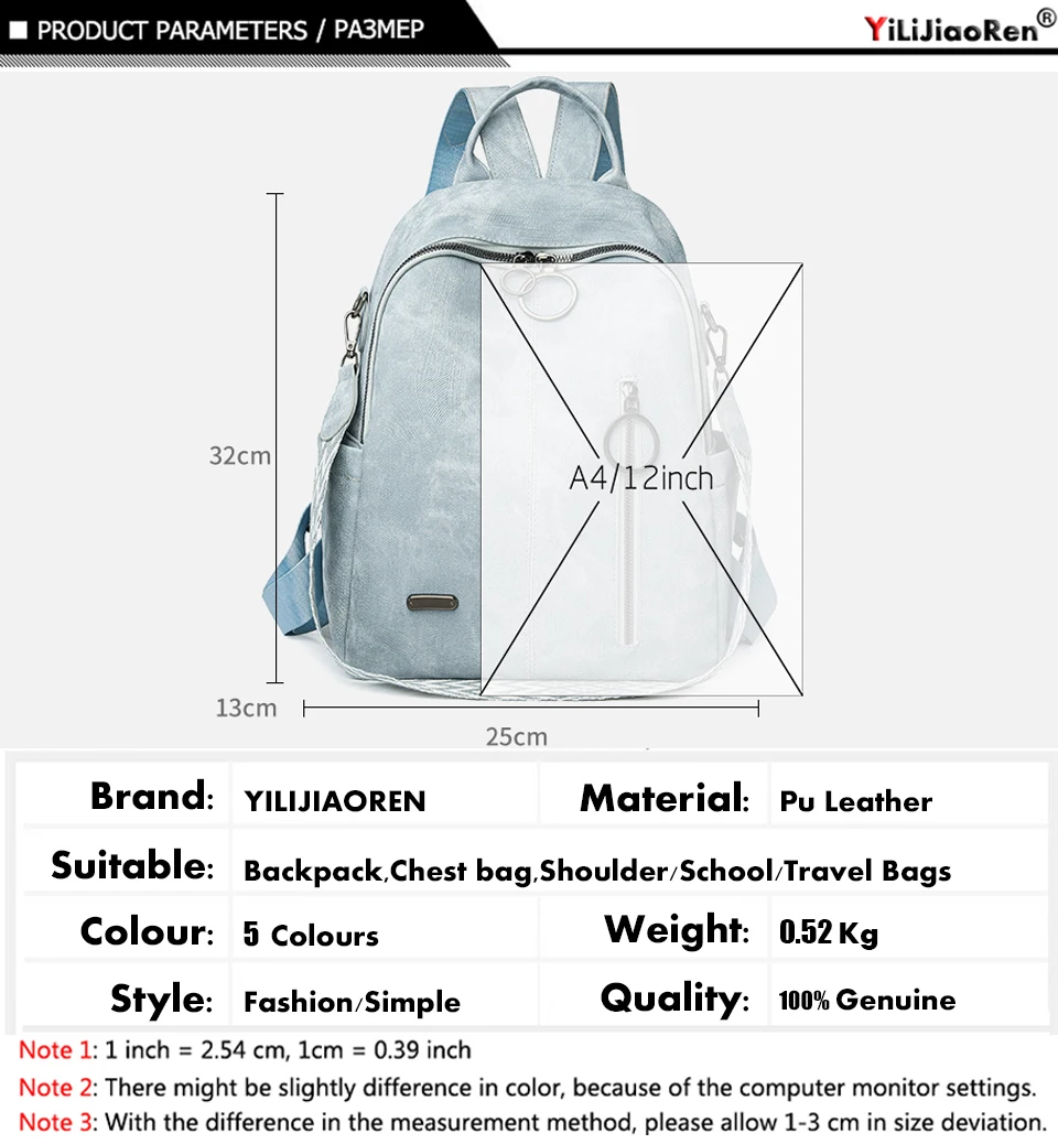 Fashion Daypack High Quality Pu Leather Backpack Women Bagpack Ladies Shoulder Bag Designer Large Capacity School Bag for Girls