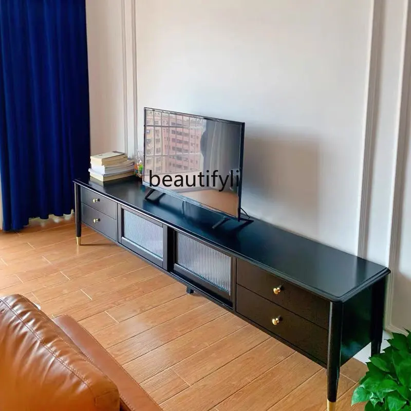 

Light Luxury Solid Wood TV Cabinet Modern Solid Wood Xiaohongshu TV Cabinet Small Apartment Living Room Low Cabinet