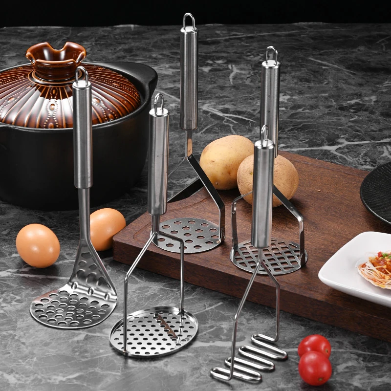 Manual Stainless Steel Potato Masher, Heavy Duty Fruit Vegetable Pressure Machine, Kitchen Food Crusher Easy To Clean Gadget