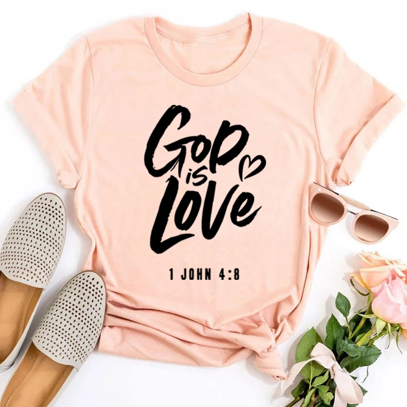 

God Love T-Shirt Faith Tshirt Christian Shirt Religious Shirt Church Love Shirts for Women Grace Faith Women Clothing