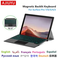 AJIUYU Keyboard Cover For Microsoft Surface Pro 7 6 5 4 3 12.3“ Tablet GO 10.1" Go 2 3 PC 10.3" Wireless Magnetic Backlit Case