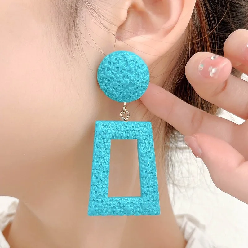 

Trendy Big Drop Earrings For Women Korean Elegant Jewelry Statement Resin Geometric Colorful Long Earings Wedding Gift Brincos