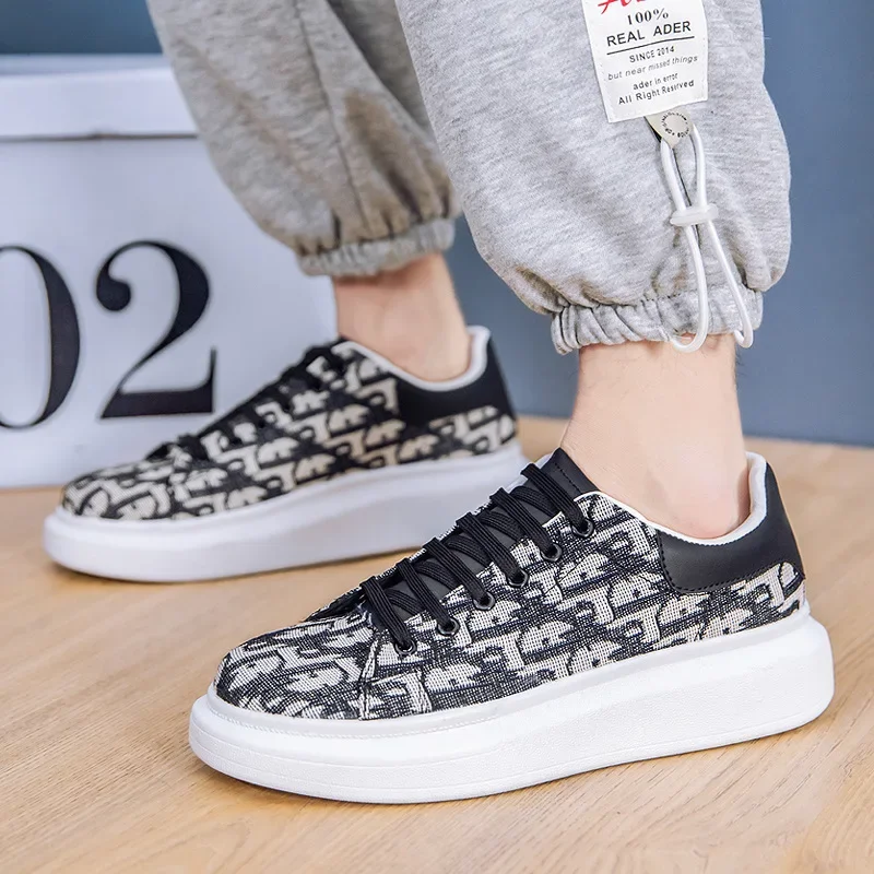 

Men Platform Sneakers Non-Slip Comfortable Black Sport Women Thick Sole Canvas Breathable Shoes Student Outdoor Walking Trainers