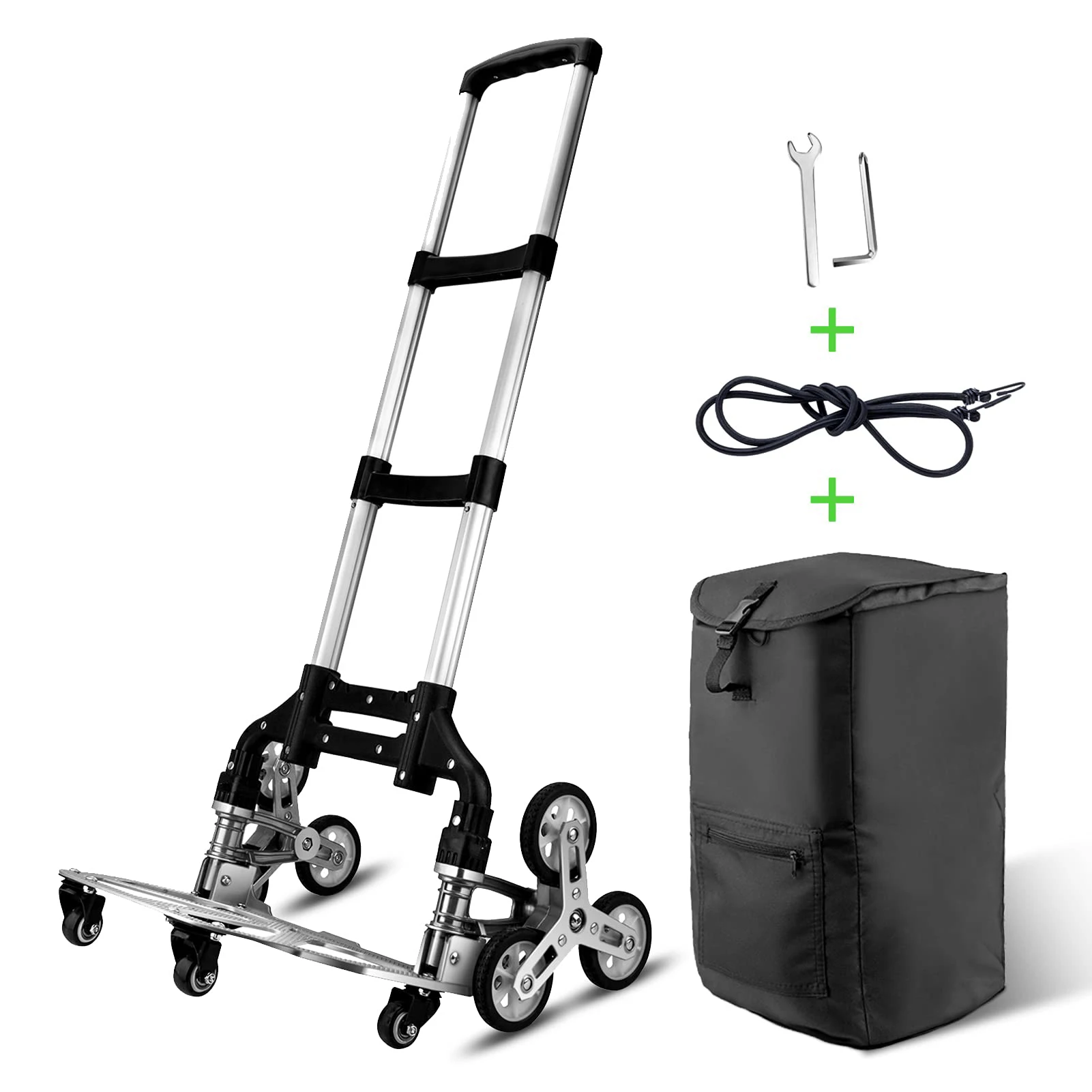 Folding Family Climbing Stairs Shopping Cart Supermarkets Moving Delivery Foldable Aluminum Alloy Three-Wheel Trolley