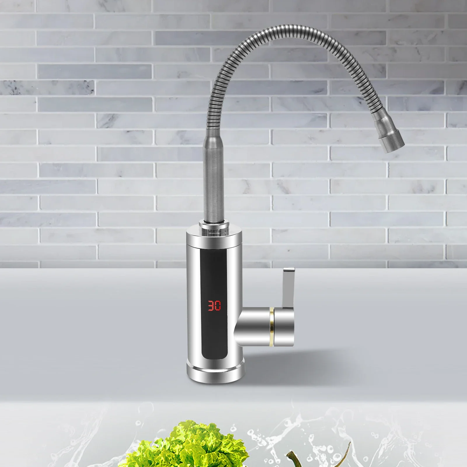 Description Picture 2 of item3000W 220V Electric Kitchen Flow Water Heater Tap Instant Hot Water Faucet Heater Cold Heating Tankless Water Heater with LED