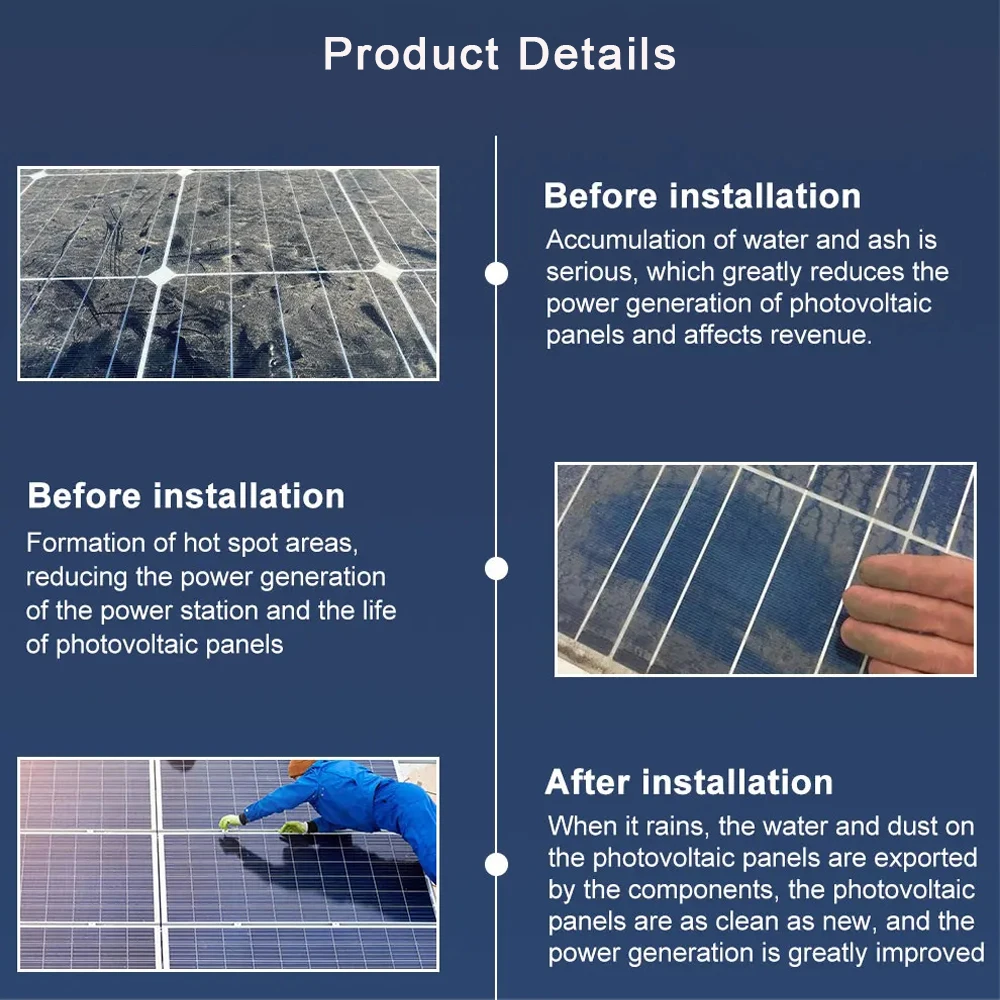 30/35/40mm Solar Panel Drainage Clips Solar Water Drain Diversion Clip Photovoltaic Mud Removal Clip For Cleaning Panels Solar Panel Mounting Set Solar Panel Connector Cable Solar Charger