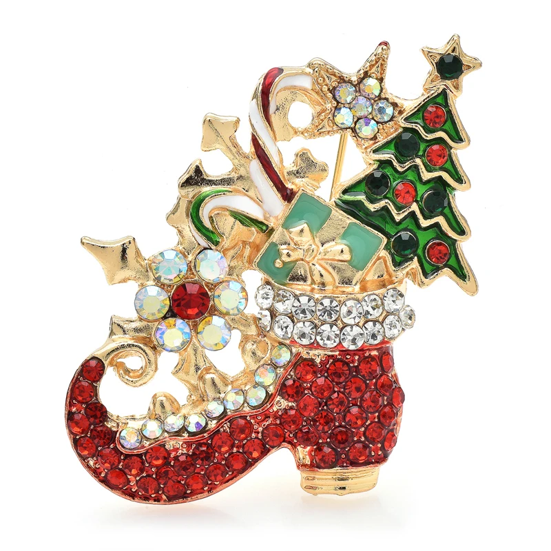 Christmas Brooch Pins For Women – Dainty Rhinestone Snowflake Tree Bell Reindeer Enamel Holiday Pins - View #11