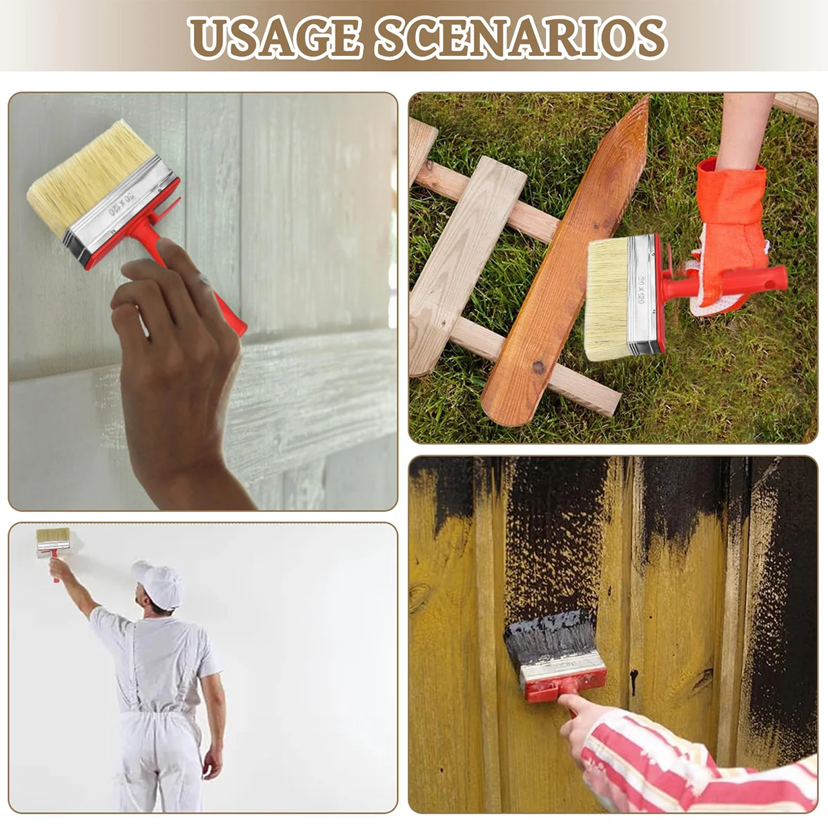 Paint Brush, Thickened Industrial Wooden Handle, Plastic Paint, Soft Bristle, Decoration Wall Brush Tool