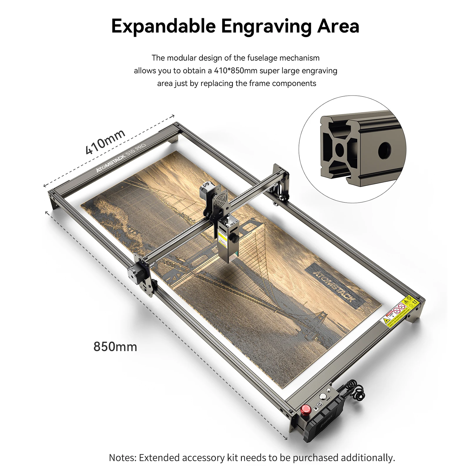 3dprinter ATOMSTACK S10 Pro CNC Desktop DIY Laser Engraving Cutting Machine with 410x400mm Engraving Area Fixed-Focus Ultra-thin Laser carbon fiber 3d printer