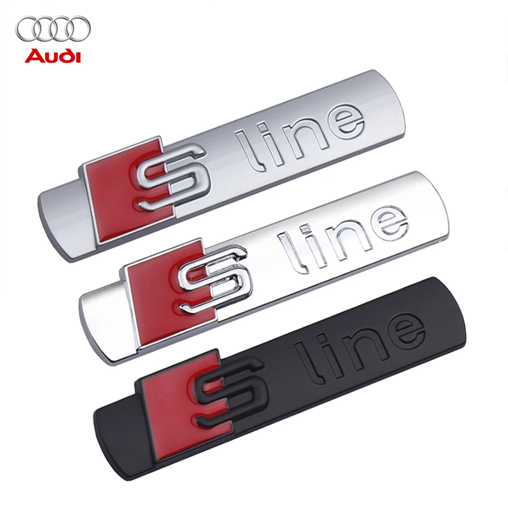3D Car Styling S Line Logo Side Body Fender Metal Sticker Trunk Decal Per Audi S Line S3 A4 B9 B7 A3 Q5 A6 C7 Rs A5 A8 Q3 Q7 Q8