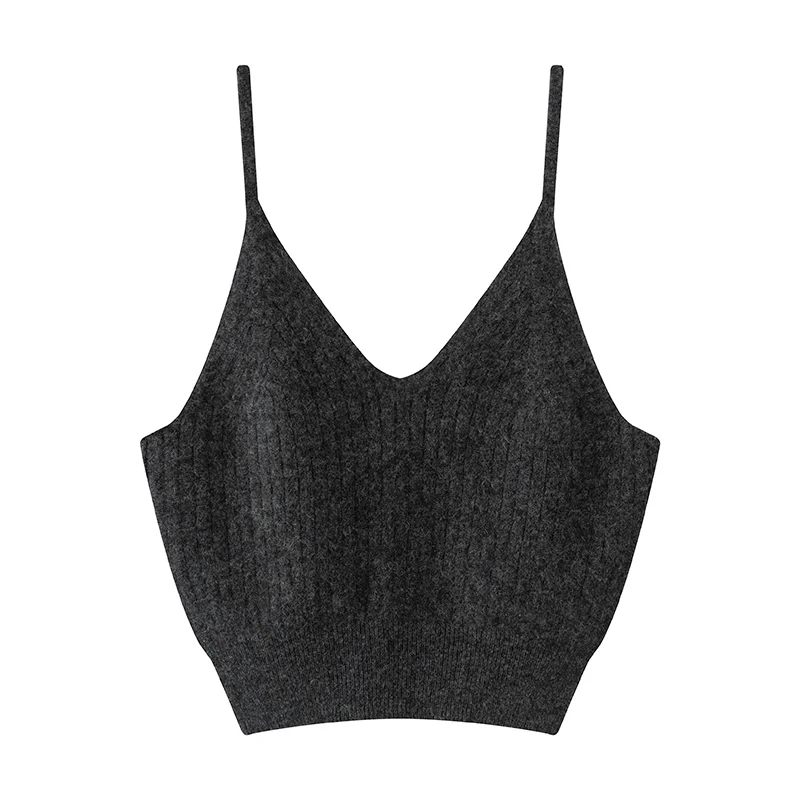 NEW All Season Sleeveless Tank Tops Women Pure Cashmere Vest Female Sexy short Solid Soft and Skin Friendly V-neck Camisole
