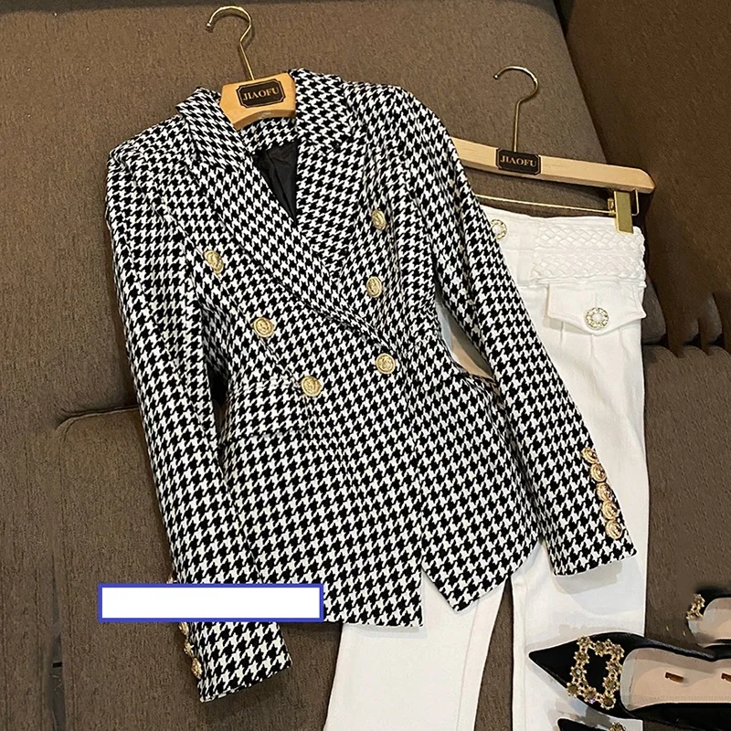 Sandro Blazer Pied-de-poule Marron Pour Femme En Vente Sur