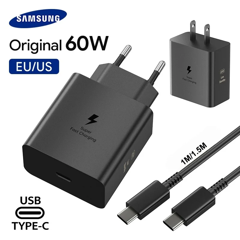 Cargador Original Samsung de 60W, USB C, 45W, 25W, PD, Cable de 5A para Samsung Galaxy S26, S25, S24, S23, S22, S21, S20 Ultra, Plus, A57, A36