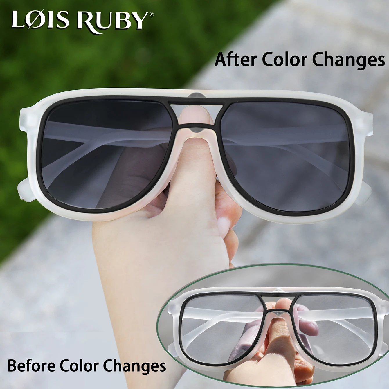 Photochromic Cycling Sunglasses Unisex Square Frame Color Changing