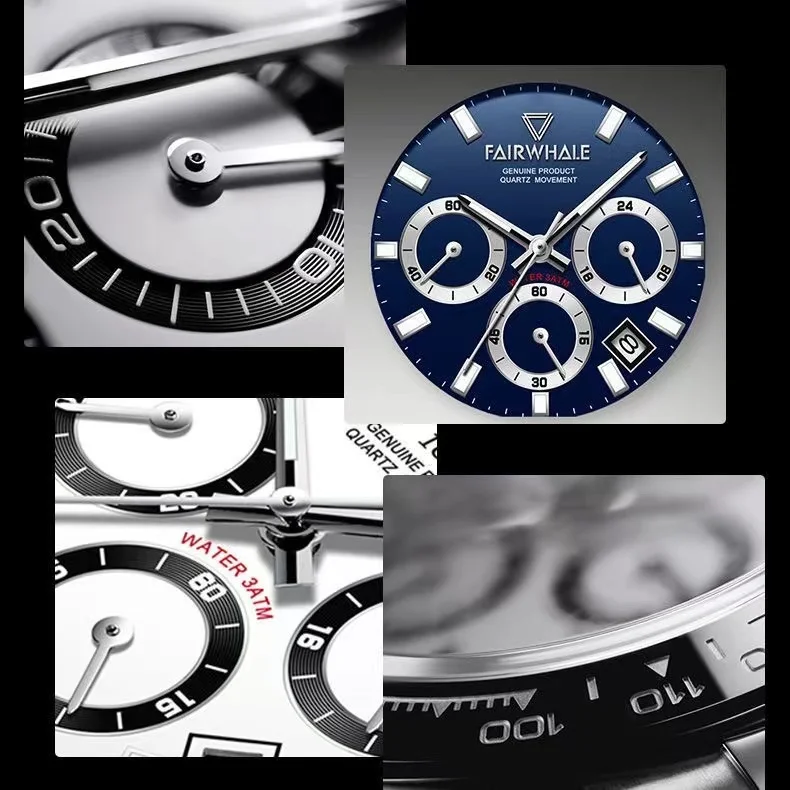 Mark Fairwhale Luxury Men's Watches Fashion Business Quartz Wristwatch Chronograph Automatic Date Display Men Watch Dropshipping