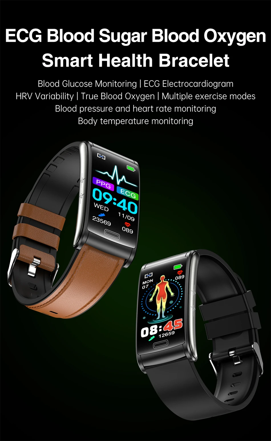 2023 Blood Sugar Smart Watches Men ECG+PPG Heart Rate Blood Pressure Fitness Bracelet IP68 Waterproof Smartwatch For Android ios