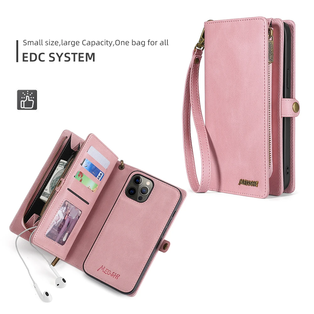 Tragbare Handyhülle aus PU-Leder, geeignet für iPhone, Geldbörse, Mode, 6, 6S, 7, 8 Plus, X, XS, Poly, XS Max, SE2020, 11,_voghion.com