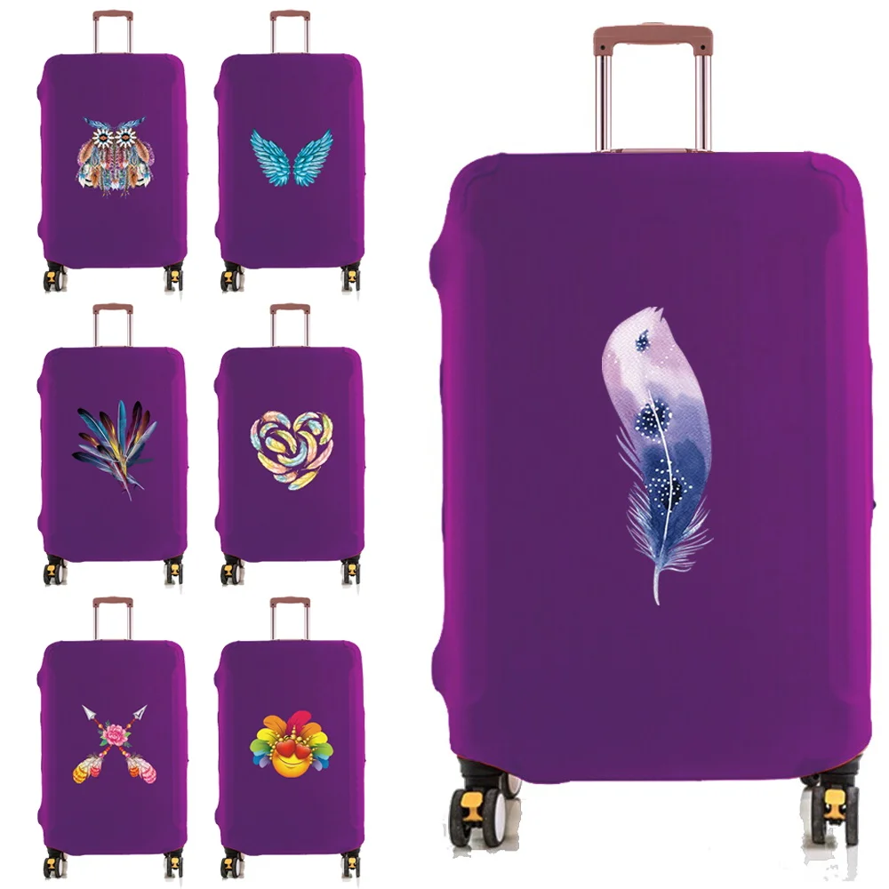 

Travel Luggage Cover Elasticity Luggage Protective Covers Suitable for 18-32 Inch Feather Print Trolley Case Suitcase Dust Cover