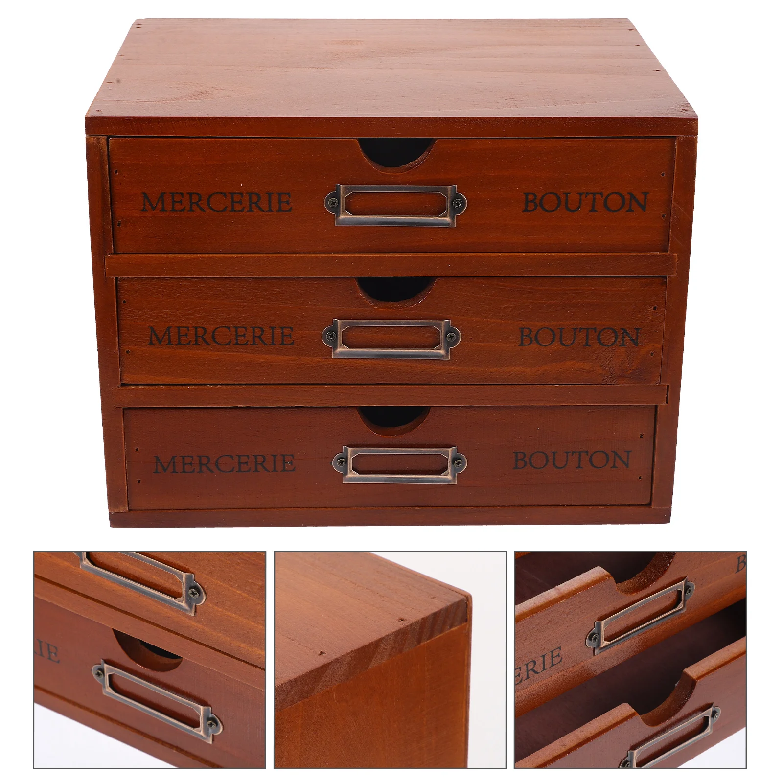 

Drawer Type Desk Organizer 3-Tier Sundries Storage Box Wooden Small Drawer For Jewelry Trinket Stationery Display 25x19x17.5cm