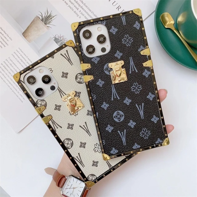 Louis Vuitton Square Iphone Case  Luxury Square Iphone Case - Luxury  Leather Phone - Aliexpress