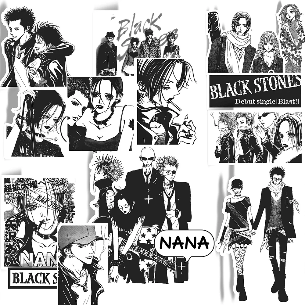10/30/65PCS Japanese Anime NANA Stickers Black White Decals Cartoon Decoration Suitcase Laptop Phone Stationery Manga Sticker 2