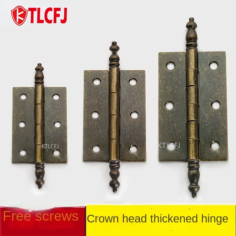 Cabinet Hinges 2 PCS Antique Bronze Retro 6 Holes for Wooden Jewelry Box