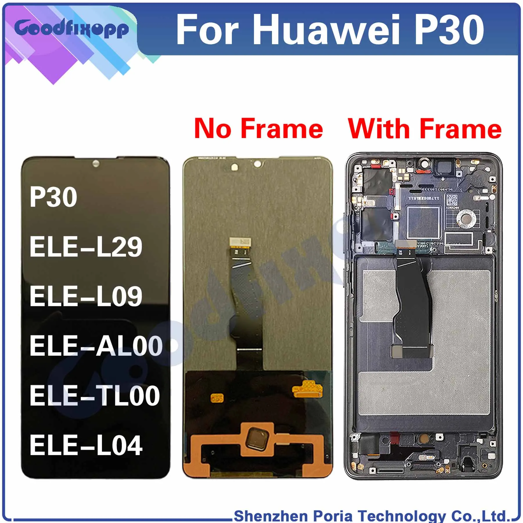 

For Huawei P30 ELE-L29 ELE-L09 ELE-AL00 ELE-TL00 ELE-L04 LCD Display Touch Screen Digitizer Assembly Repair Parts Replacement