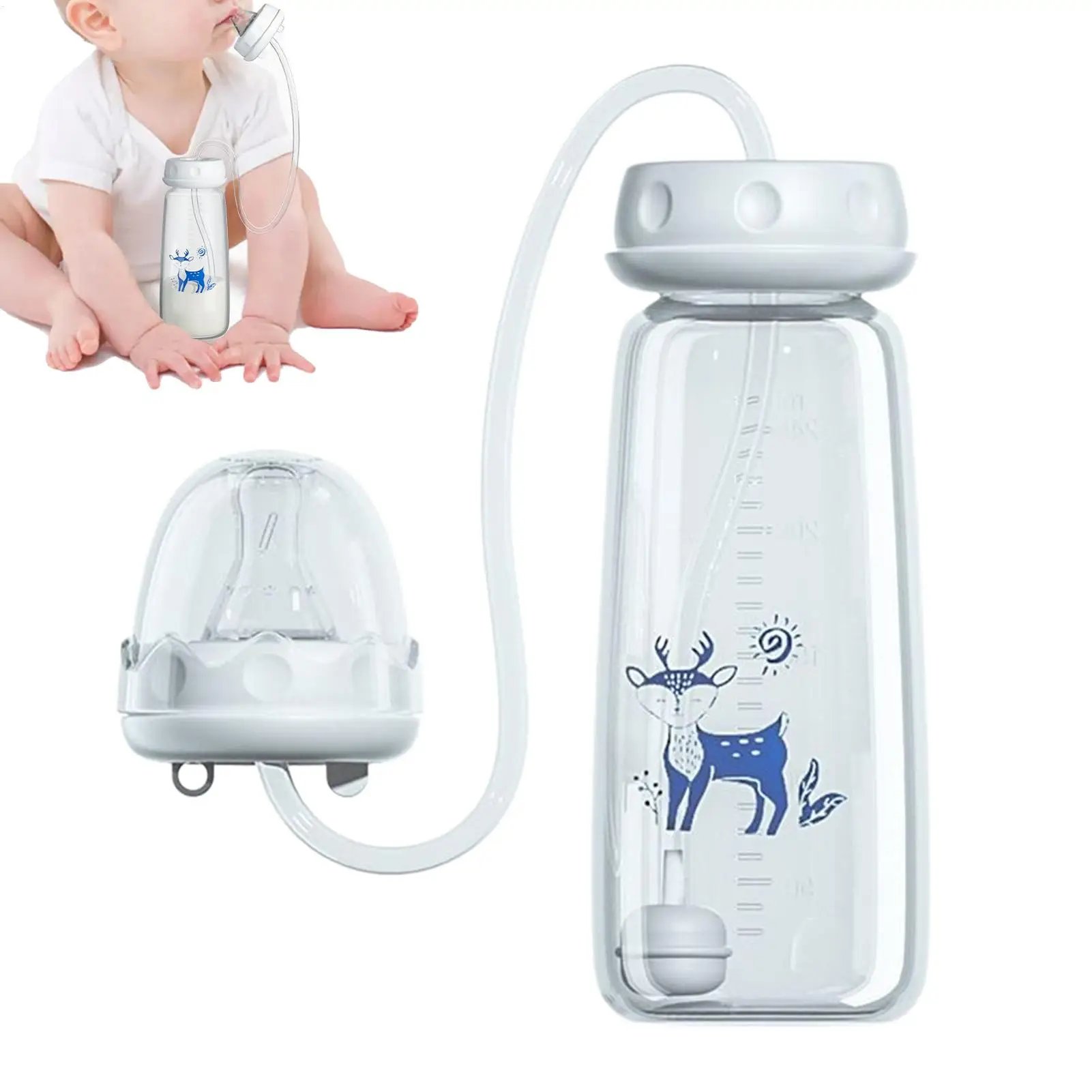 240ml 와이드넥  수유병  우유병 핸즈프리 배앓이 방지 병 배앓이 방지 수유 시스템 병