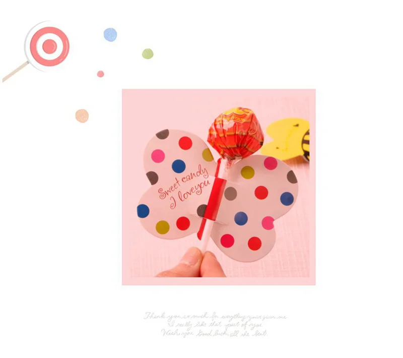 20/50PCS Insekt Süßigkeiten Paket Karte Marienkäfer Schmetterling Biene Lutscher Halter Kinder Geschenk Baby Dusche Geburtstag Party Süßigkeiten dekorationen – Detail 12