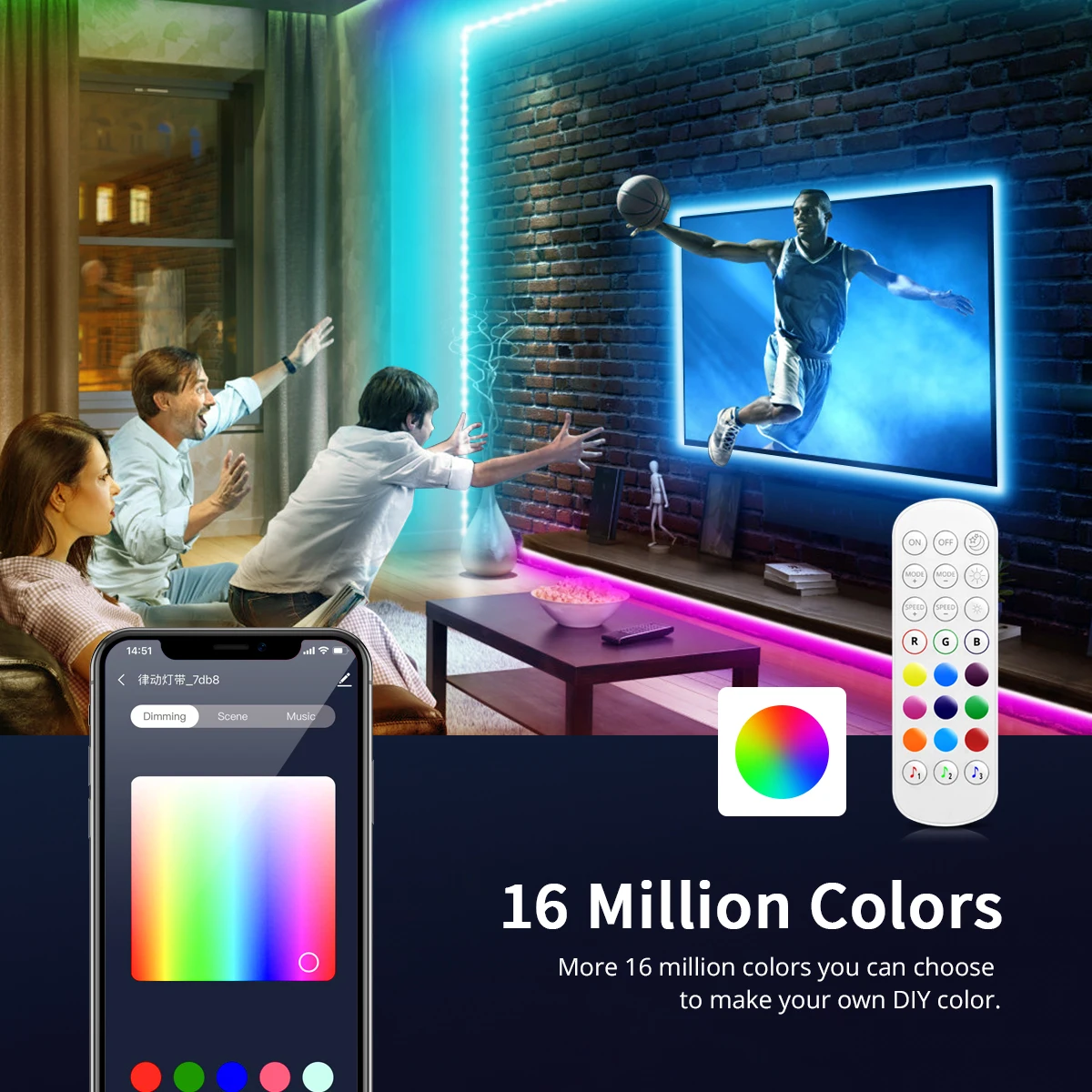 애플 홈킷용 스마트 램프, RGB LED 스트립 조명, 음악 동기화, 와이파이 RGB 컨트롤러, LED 테이프, 정원, 크리스마스 룸, 주방 장식