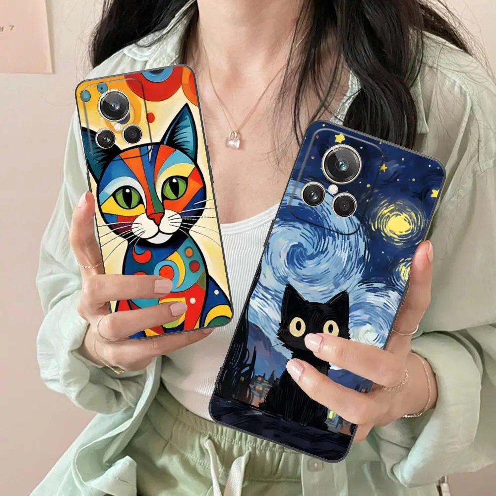 Charming Cat Design Matte TPU Phone Case with Colorful Printing
