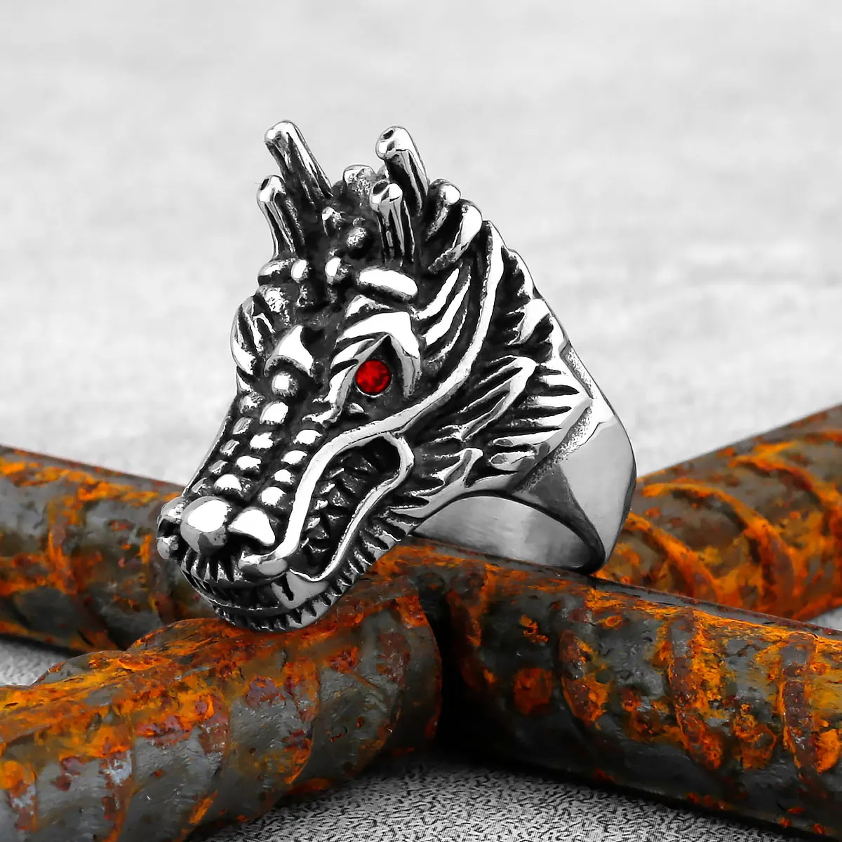 Bague de sécurité satanique en acier inoxydable pour homme, crâne, animaux,  gothique, punk, vintage, steampunk, viking, hip hop, moto, motard, bijoux -  AliExpress, image size:1200x1200