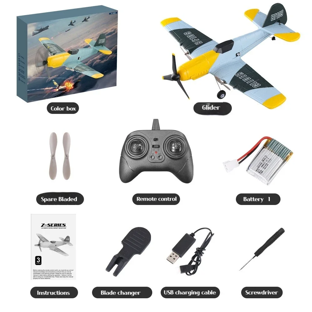 RC Airplanes New Bf109 Remote Control Bomber Z61 Fixed Wing Electric Model Three Channel Foam Rc Aircraft Toy 6
