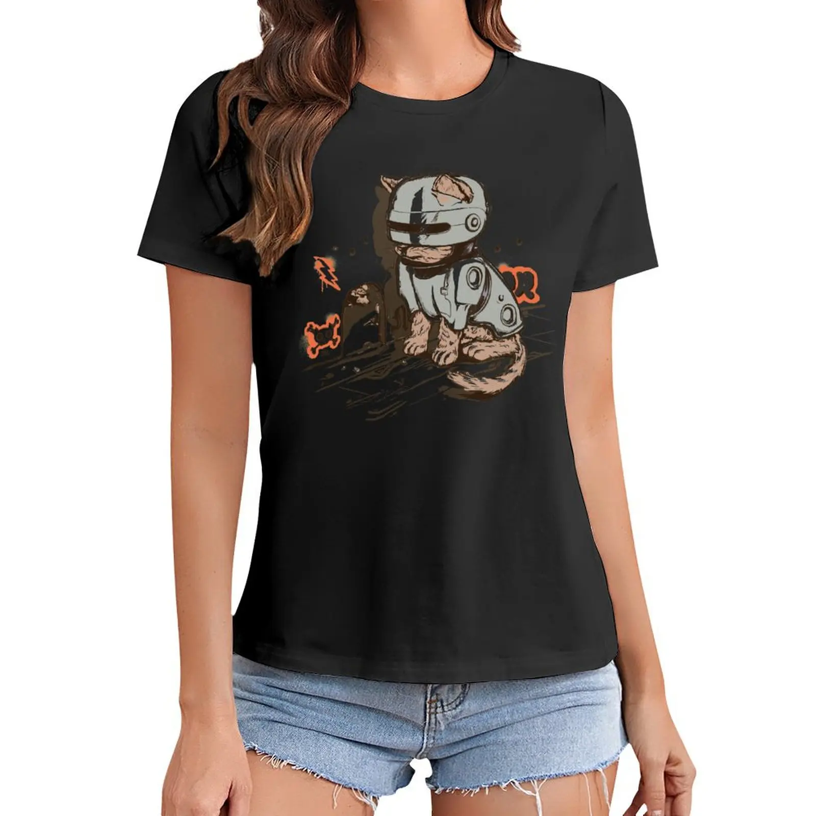 

ROBOCAT T-Shirt sweat animal print cat shirts for Women