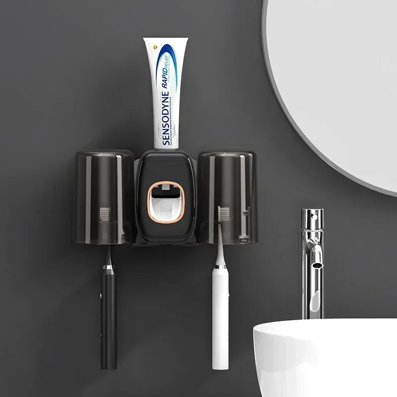 Simple toothpaste machine wall hanging lazy automatic labor-saving one-click toothpaste machine squeeze toothbrush holder set toothpaste dispenser toothpaste squeezer toothbrush holder