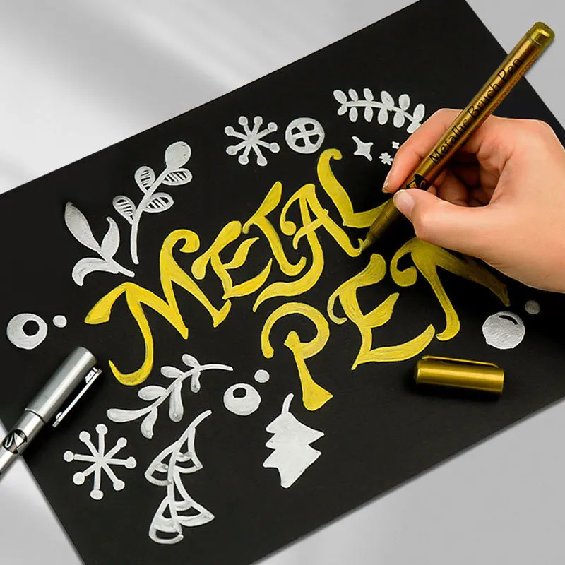Marker Pen Gold Silver Metallic Waterproof Permanent Paint DIY Painting Supplies Rock Mug Ceramic Glass 2pc