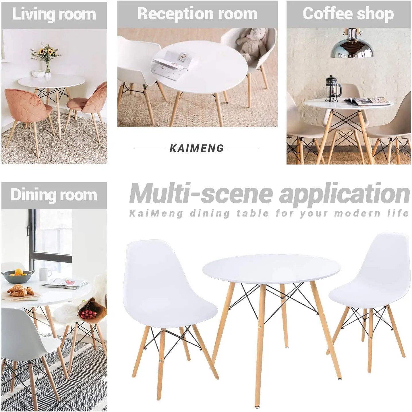 White Round Dining Table 32" Modern Pedestal Small Circle Room Table Leisure Tea Coffee Kitchen Table (White)