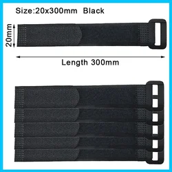 Reusable Nylon Hook and Loop Cinch Straps for Cable Organization and Management (Black 20x300mm)