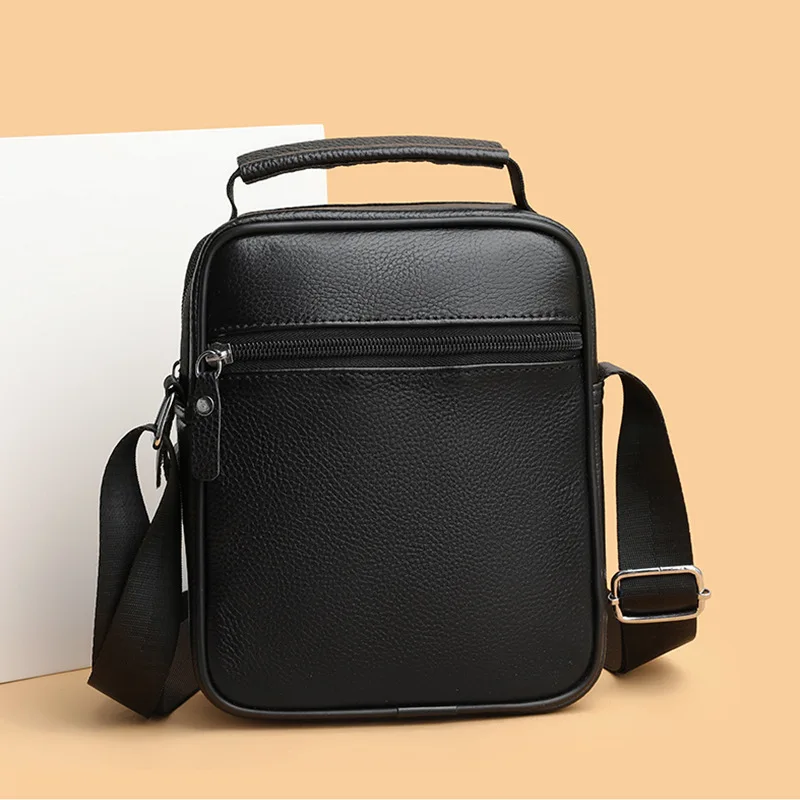 Vertical Genuine Leather Single Shoulder Bag Top Layer Cowhide Men's Casual Hipster Crossbody Trendy Multifunctional Backpack