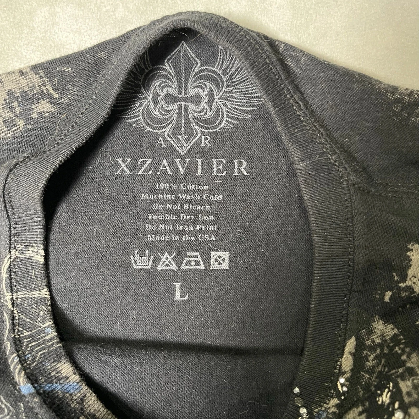 AXR Xzavier Rhinstones Wings Black Y2K Streetwear Shirt Men's