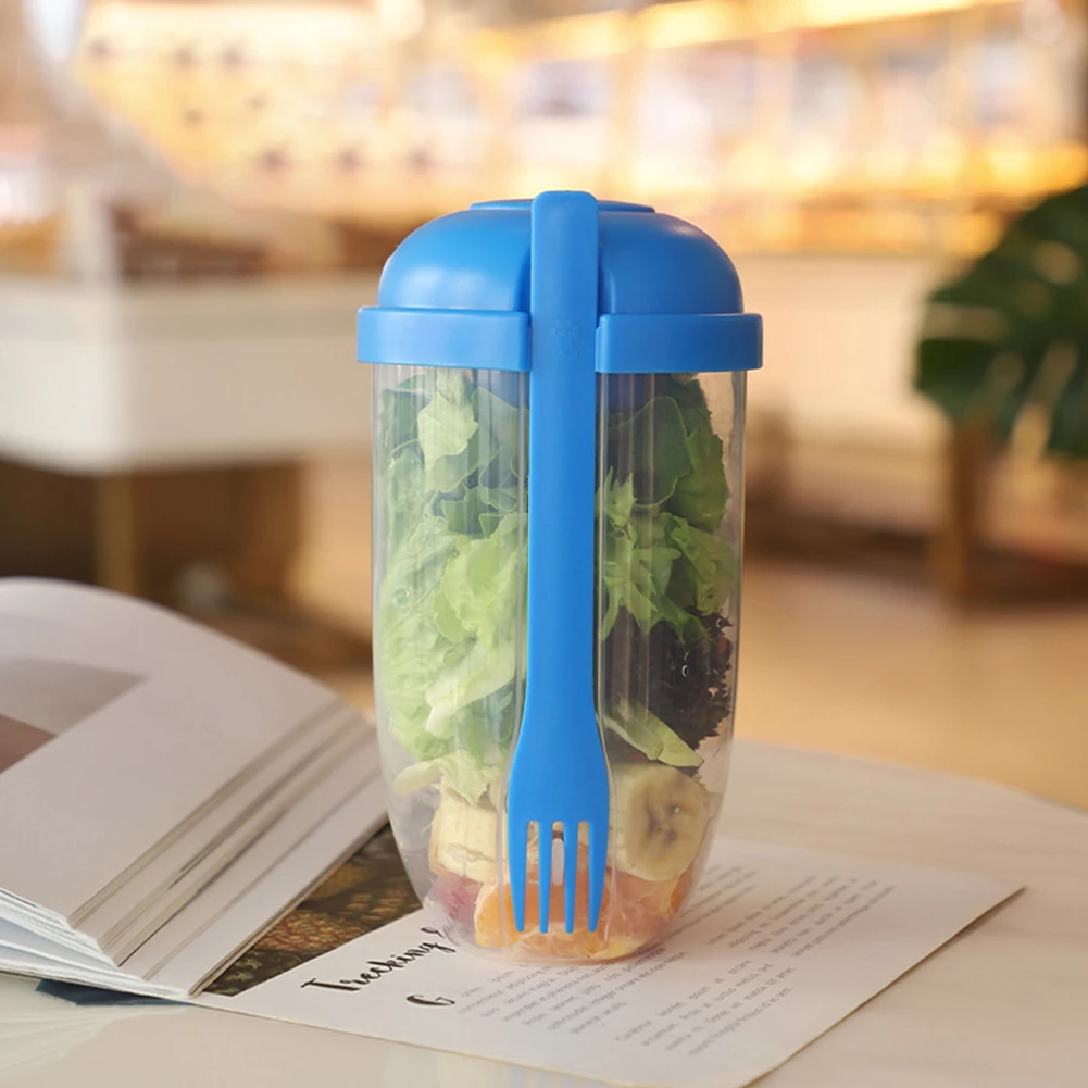  FIVENUM Salad Shaker Cup, Salad Shaker Container to Go Salad Cup  with Fork and Lid Salad Lunch Cup Container Portable When You Go Out Fresh Salad  Cup to Go Salad Meal