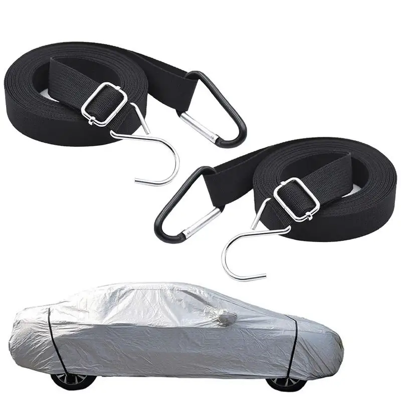 

2pcs Car Cover Windproof Rope Adjustable Protective Straps Cover In Heavy Winds Universal Fit For Most Cars And SUVs For Exterio