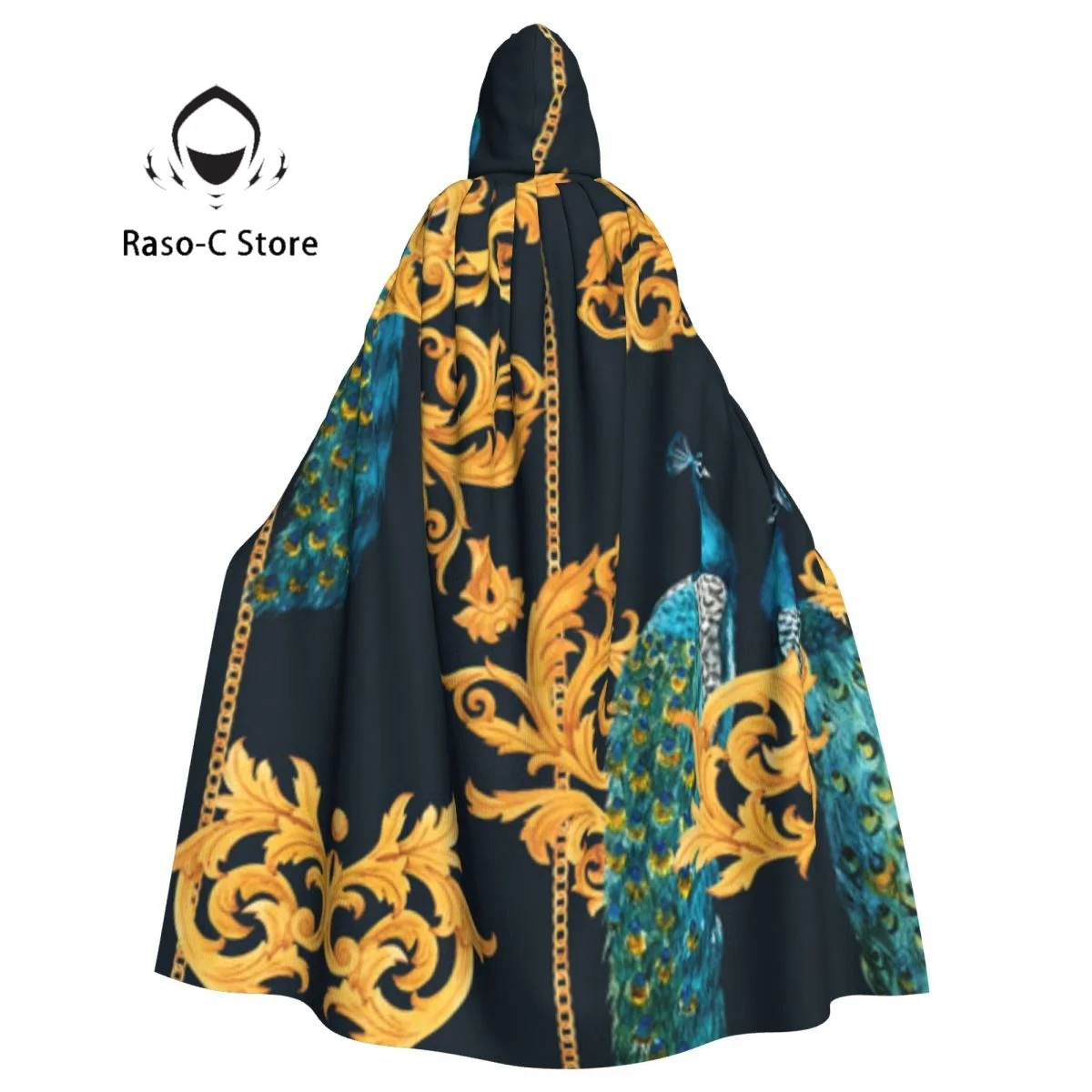 

Плащ с капюшоном и павлином, из полиэстера