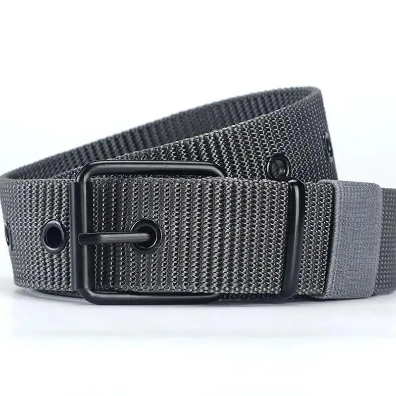Belt Men's Porous Canvas Pin Buckle Leather Belt Outdoor Sports Women's Trendy Eyelet With Jeans For Men Women canvas belt,canvas belts,leather belt,mens belt,jeans belts,pin buckle belt